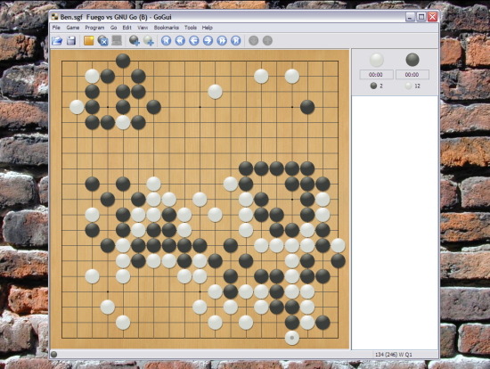 Screenshot GNU Go vs. Fuego in GoGui